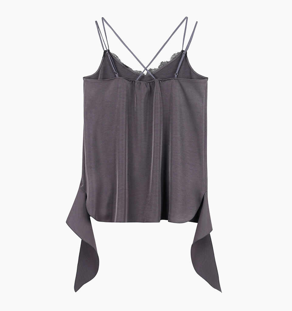 Marl gray top with ruffles - sisley k top - Dark Gray | Sisley K image number 2